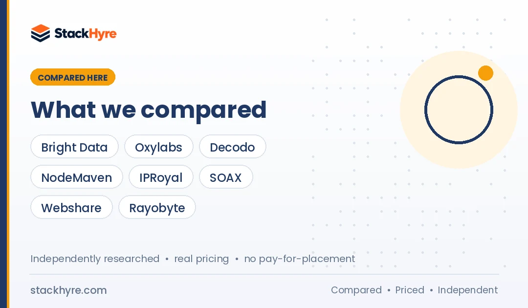 Best Proxies for Price Monitoring: Providers Compared Best Proxies for Price Monitoring compared side by side: providers, pricing and key features