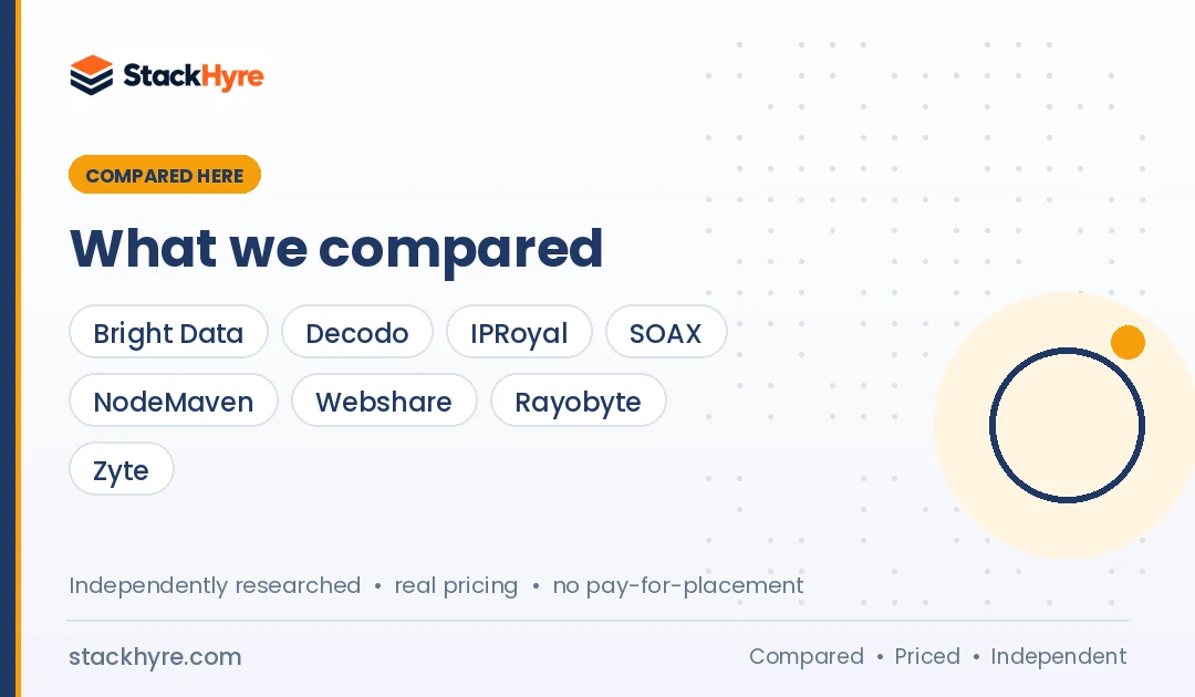 Oxylabs Alternatives: Providers Compared Oxylabs Alternatives compared side by side: providers, pricing and key features